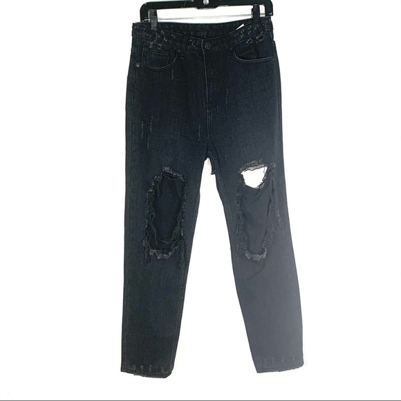 UNIF x UO black high waisted Twerk Jeans - Picture 2 of 10